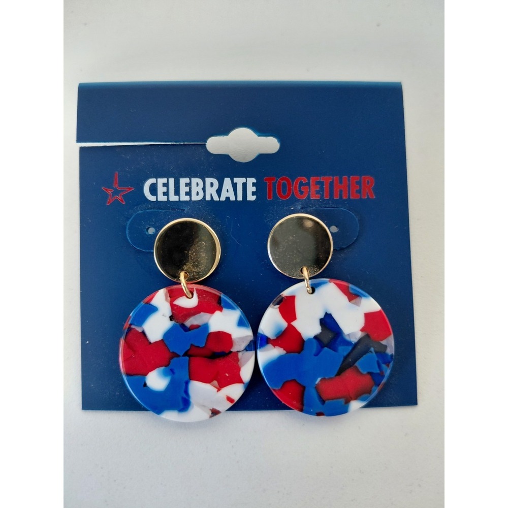NWT Celebrate Together Resin Patriotic Dangle Earrings